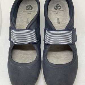 Clarks Sillian Cala Mary Jane Nunbuck Navy  Sz 10